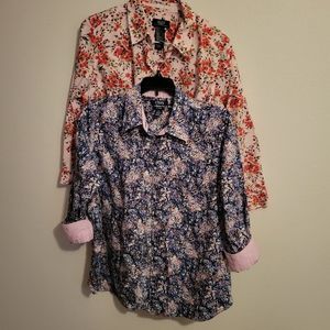 Lot of Two  Large Women's Button Down Shirt.